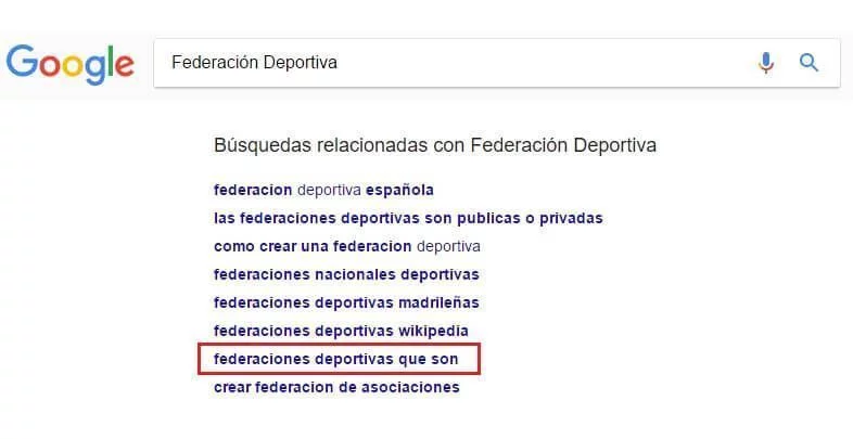 Busqueda Google federacion deportiva